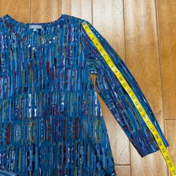 Habitat Clothes to Live In Womens Lagenlook Asymmetric Top Size XS Geometric Art - Picture 9 of 10